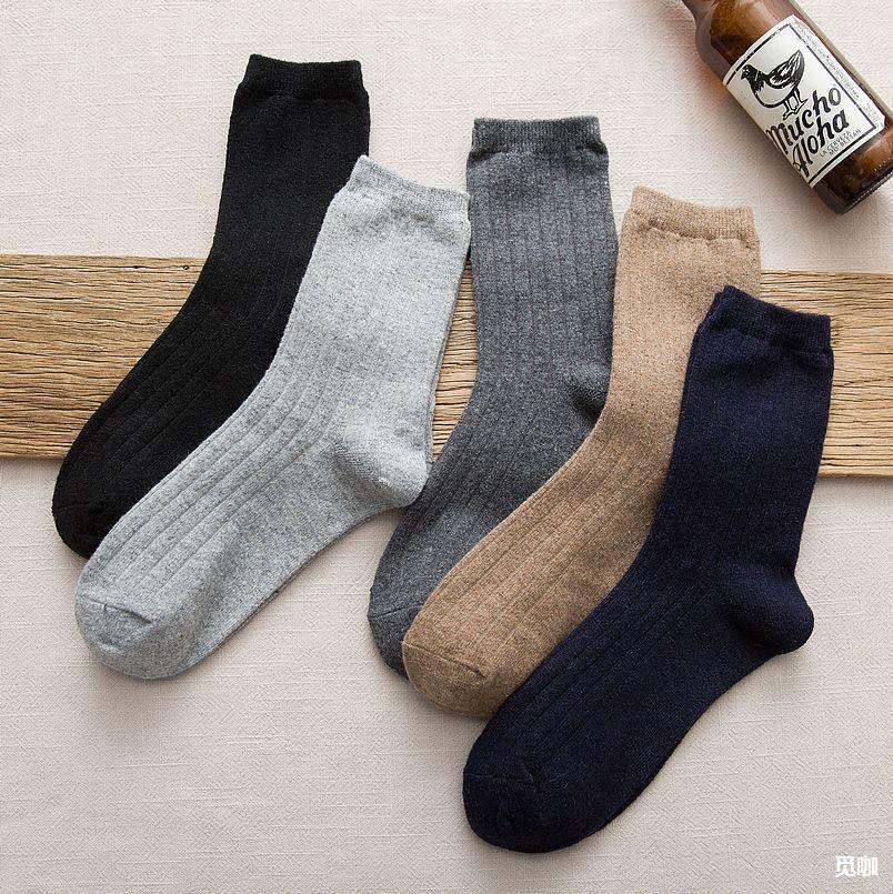 秋冬抽条加厚保暖袜 新款中筒男士冬季袜子羊毛袜 商务袜子男袜