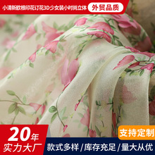 小清新印花订花欧根纱面料 时尚立体女装服装布料 婚纱裙绣花面料