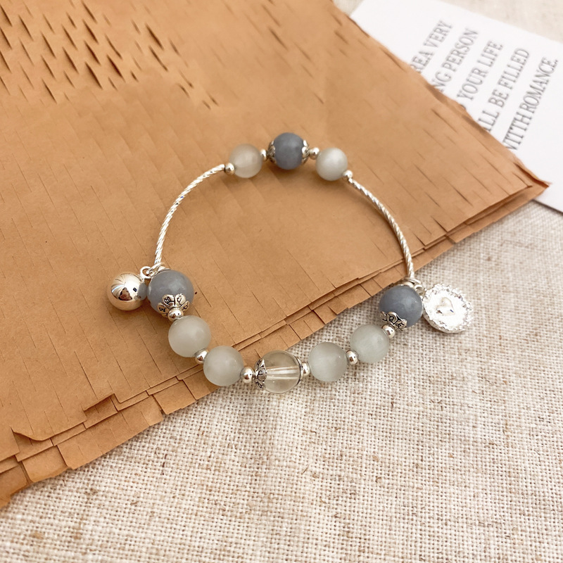 New Chinese Style round Beads Jade Elastic String Bracelet Niche New Style Beaded Bracelet Unique Design Bracelet Wholesale for Women