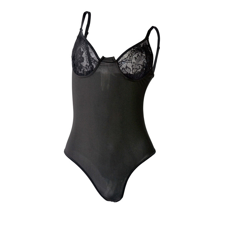 lb029女士情趣内衣泳料蕾丝肩带底档开扣三角连体dy001