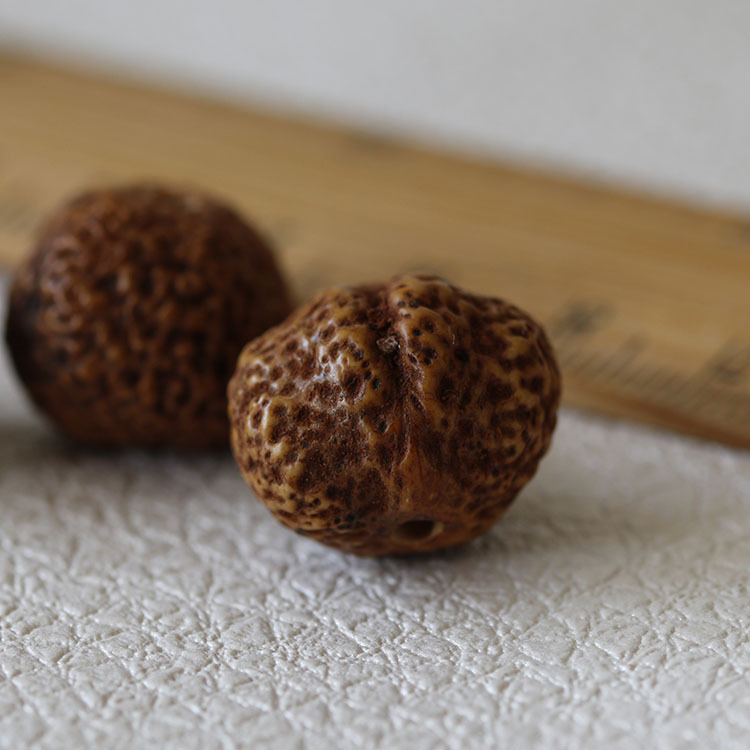 天然金蟾子菩提 原色打孔散珠 约17 佛珠念珠配件批发