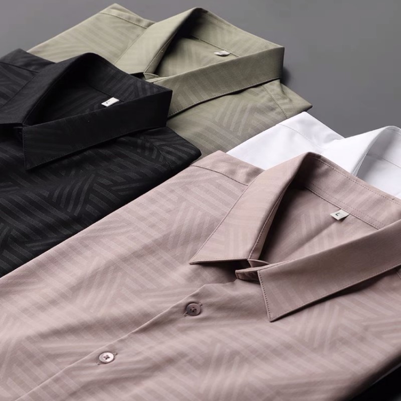 2021夏季时尚男装职业装 暗纹tr面料弹力衬衫布 年轻商务休闲衬衫