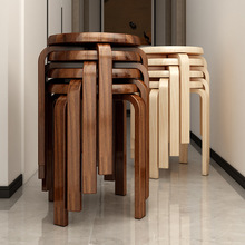 网红实木小凳子可叠放圆凳家用加厚矮凳现代简约实用客厅餐桌备用