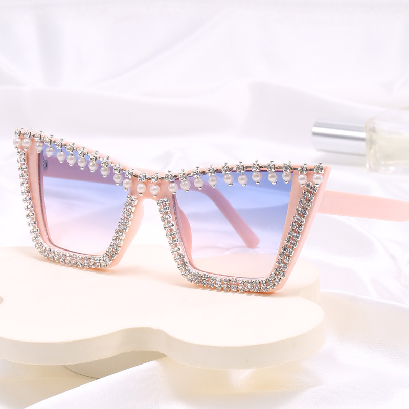 跨境个性新中式镶钻太阳镜女 2024新款大v舞会装饰墨镜太阳眼镜潮