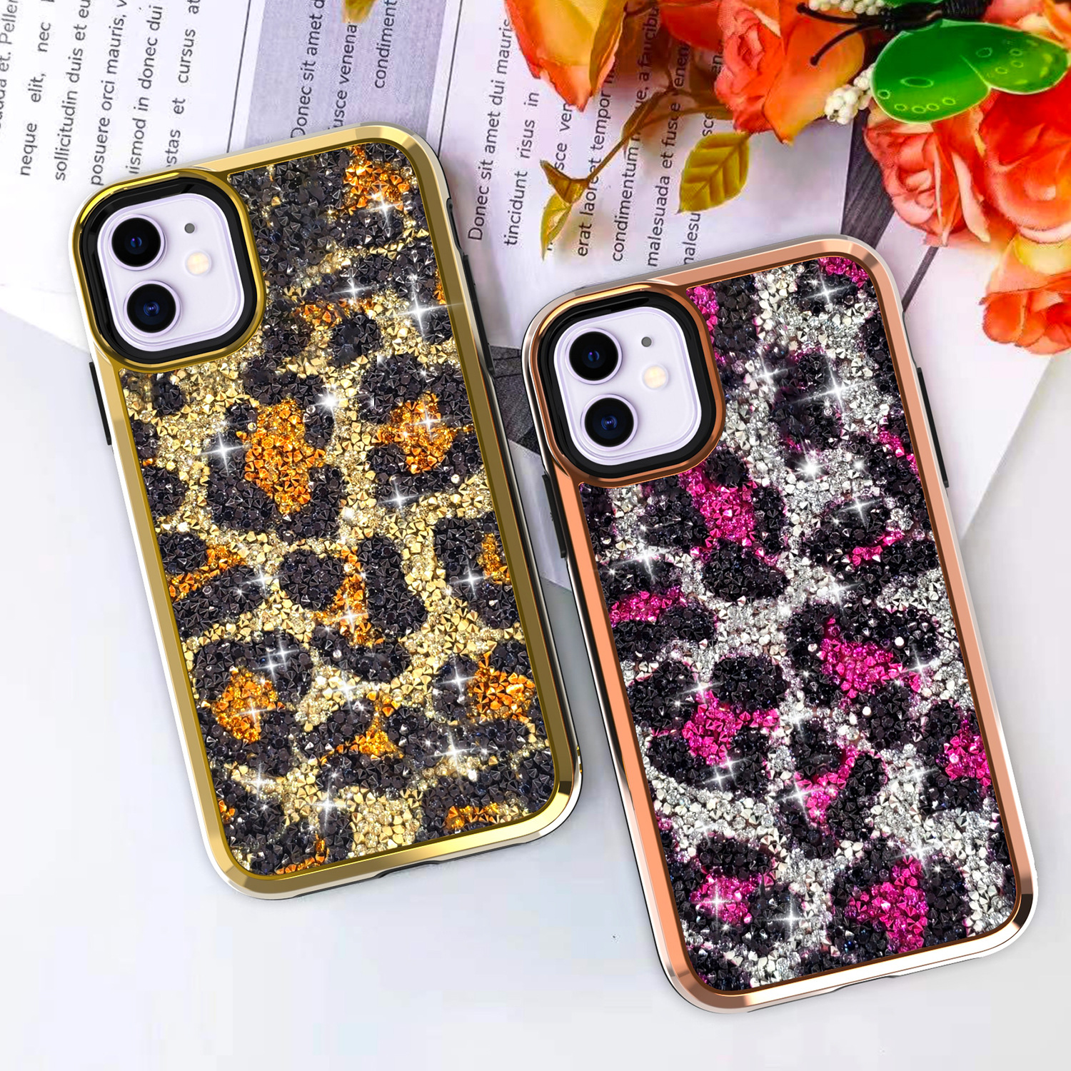 烫钻手机壳适用于iphone11电镀pc tpu二合一凹槽贴钻苹果11promax