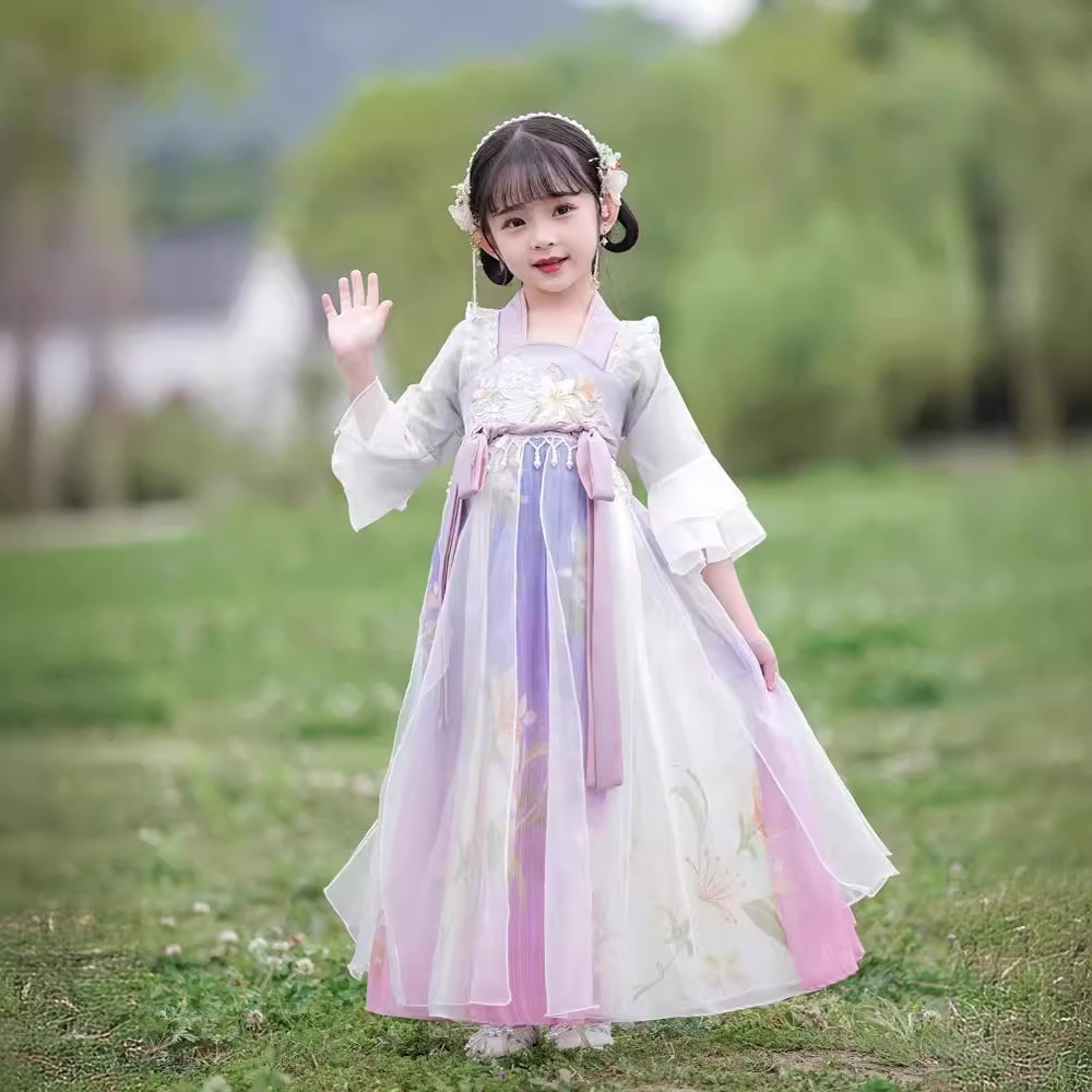春夏款女童汉服套装中国风飘逸仙气女孩汉服裙子古装汉服连衣裙