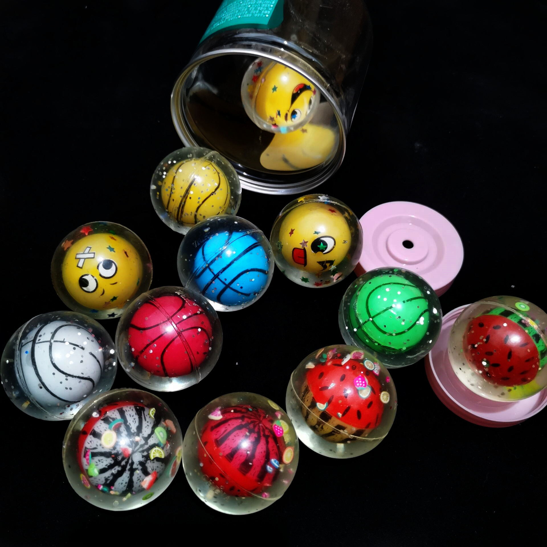工厂供应实心橡胶发光高弹闪光弹跳球混色地摊夜市儿童玩具批发