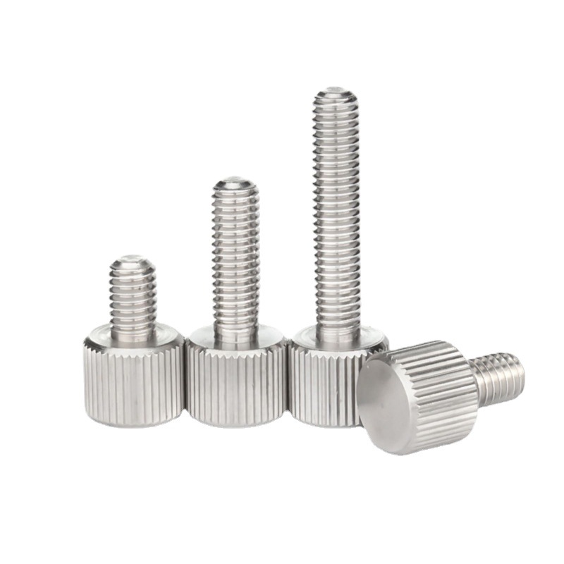 Customized 304 Stainless Steel Manually Tightened Screw Small Head Knurling Straight Grain round Screw Single Head Hand Tight Adjustment Bolt