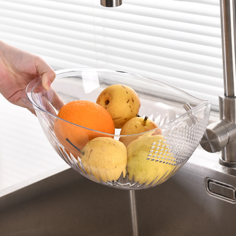 Rice Washing Spoon Drain Basket High Quality Pet Transparent Storage Basket Fruit Washing Vegetable Basket Kitchen Gadgets Washing Vegetable Basket