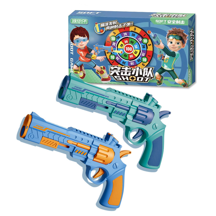 Left Wheel Soft Bullet Gun Toy Gun M416 Transmitter Manual Small Pistol with Target Children's Toy Wholesale Soft Bullet Gun