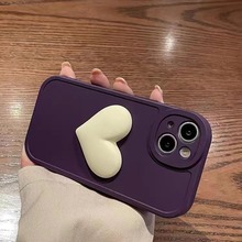 新款适用苹果13Promax手机壳11液态8plus纯色12爱心14高级感紫色6