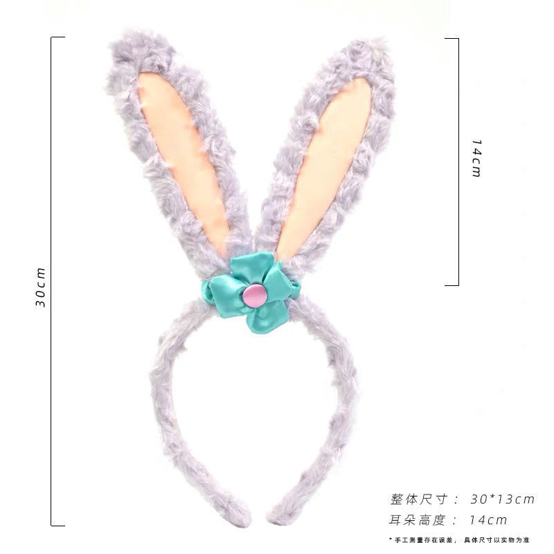 Korean Hair Hoop Stellalou Rabbit Ears Bow Headband Cute Bunny Girl Heart Plush Luminous Headband