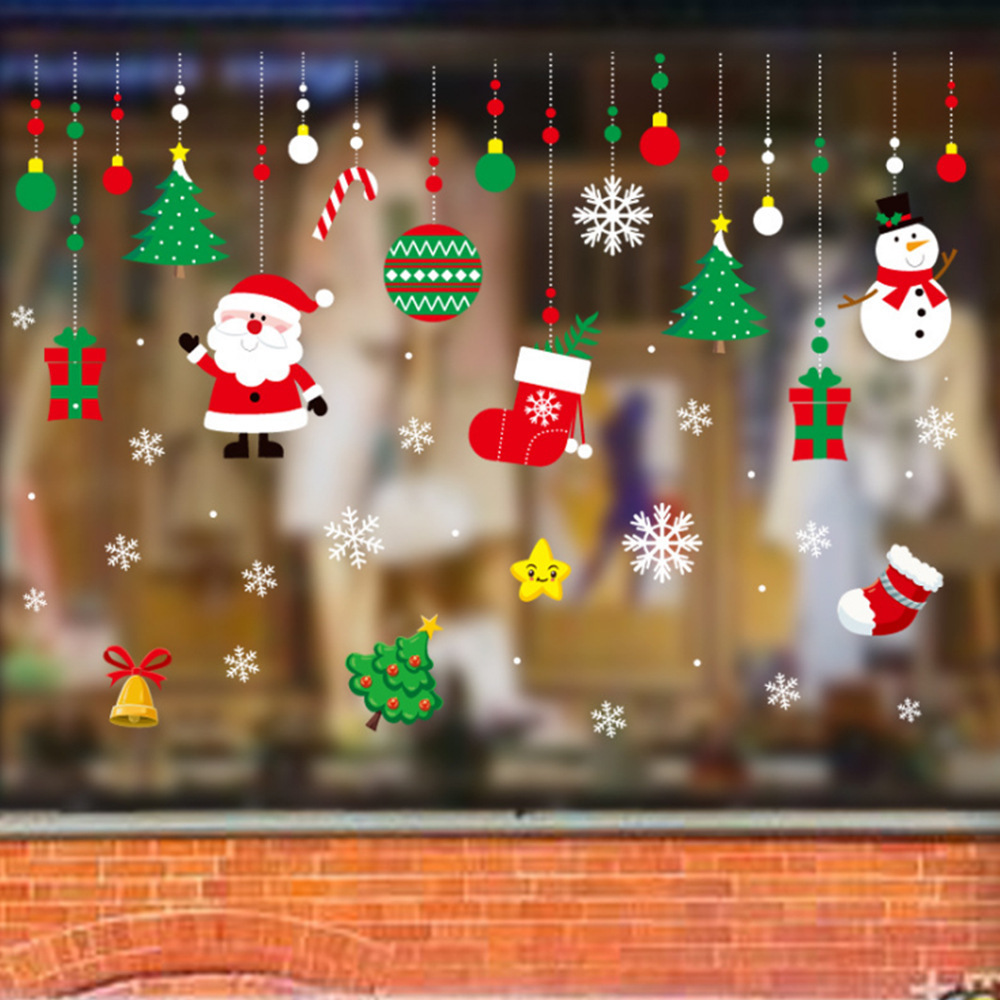 Amazon New Christmas Decorations Window Stickers Glass Stickers Hotel Scene Layout Christmas Static Sticker