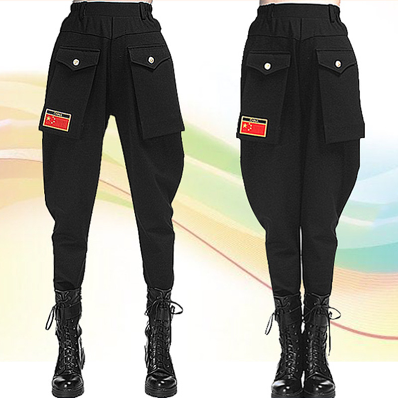 越野营水兵舞裤子女新款大袋裤小脚裤松紧腰长裤马裤广场舞哈伦裤