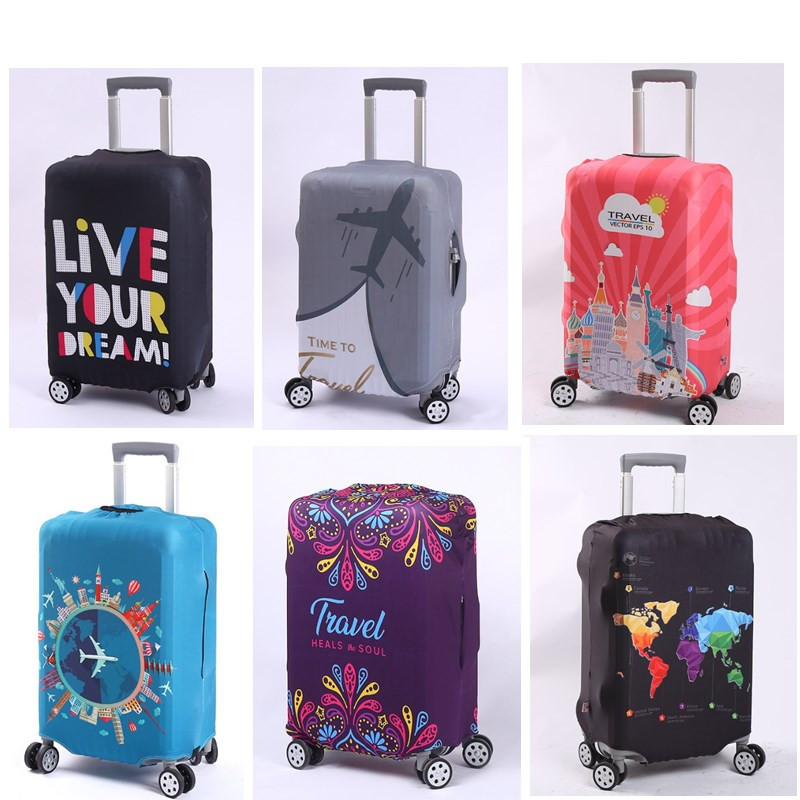 Luggage Protective Cover Wear-Resistant Elastic Case Cover Trolley Case Suitcase Coat Dust Cover Thickened Milk Silk Printing