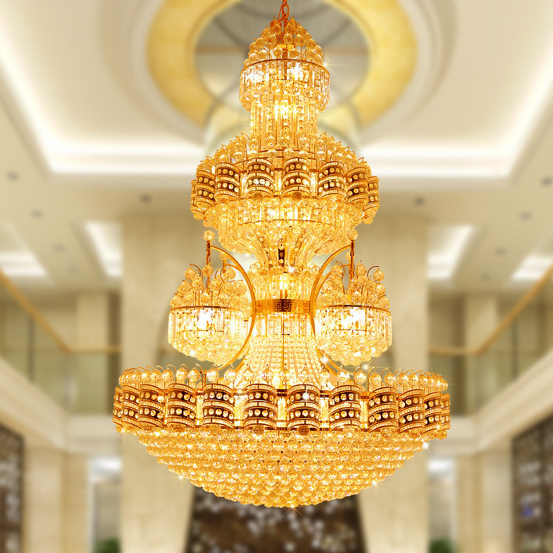 Duplex Building Living Room Pendant Lamp Middle Floor Villa Living Room Chandelier Hotel Project Crystal Lamp Luxury Lobby Light