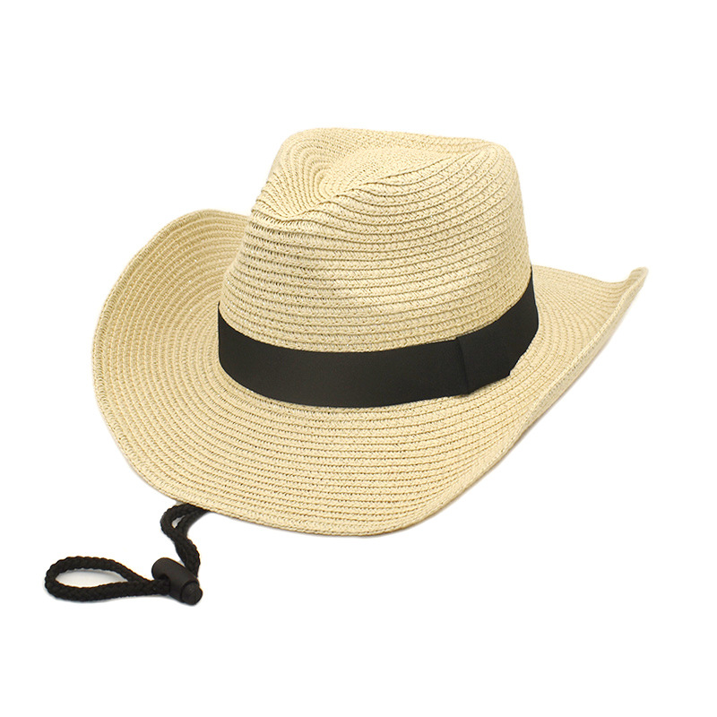 Western Straw Cowboy Hat Foreign Trade Men's Sun Hat Men and Women Summer Fedora Hat Sun Hat Tide Beach Sun Hat