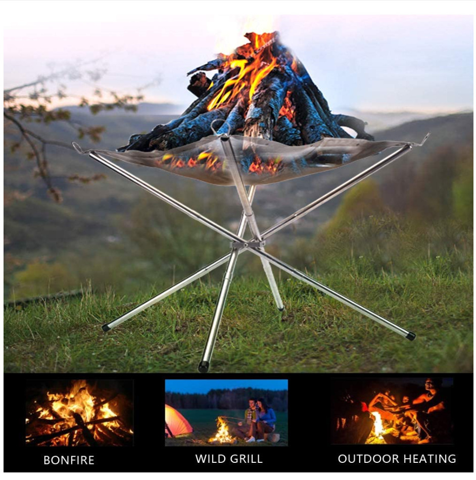 portable fire pit 折叠篝火架设备户外野营焚烧架烧烤折叠柴火炉