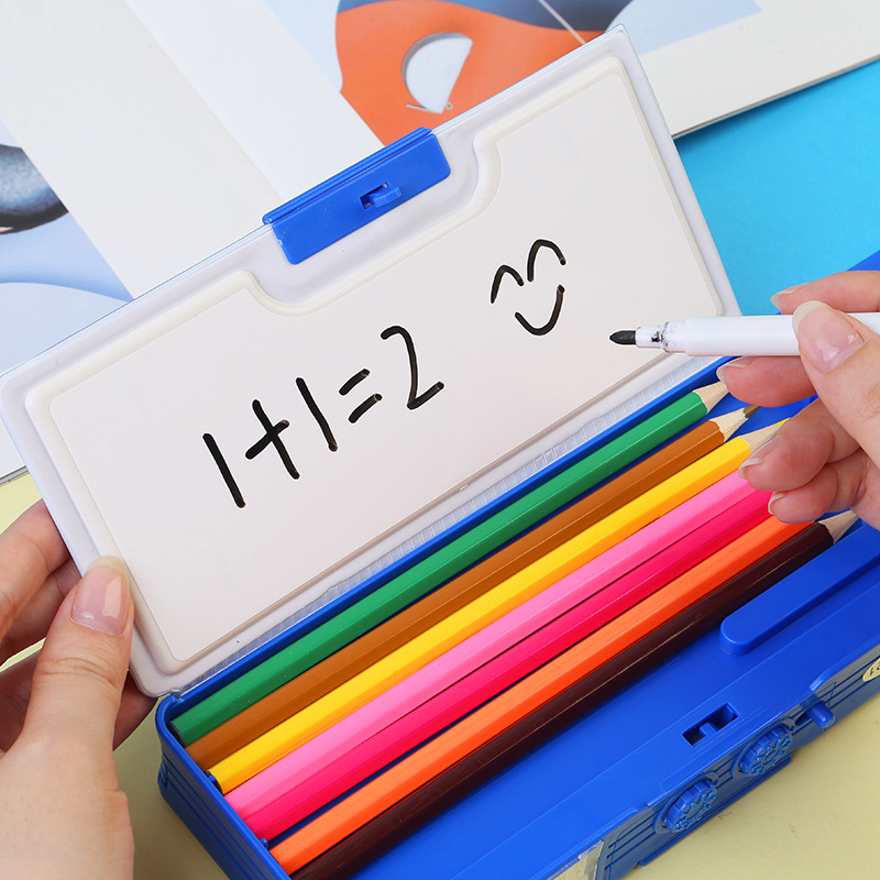 Astronaut Multifunctional Stationery Box Office Button Primary School Student Double-Sided Pencil Box Pencil Sharpener Curriculum Schedule Password Lock