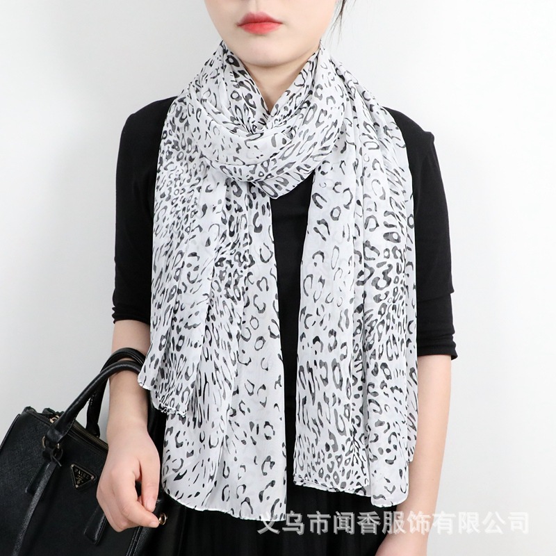 2022 Spring New Leopard Print Scarf Women's Large Size Thin Scarf Versatile Neck Protection Sunscreen Bib Shawl