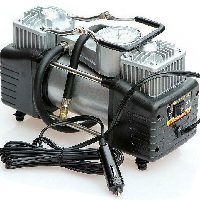 新款汽车大功率10个气压时尚表金属车载双缸充气泵打气泵12v轮胎