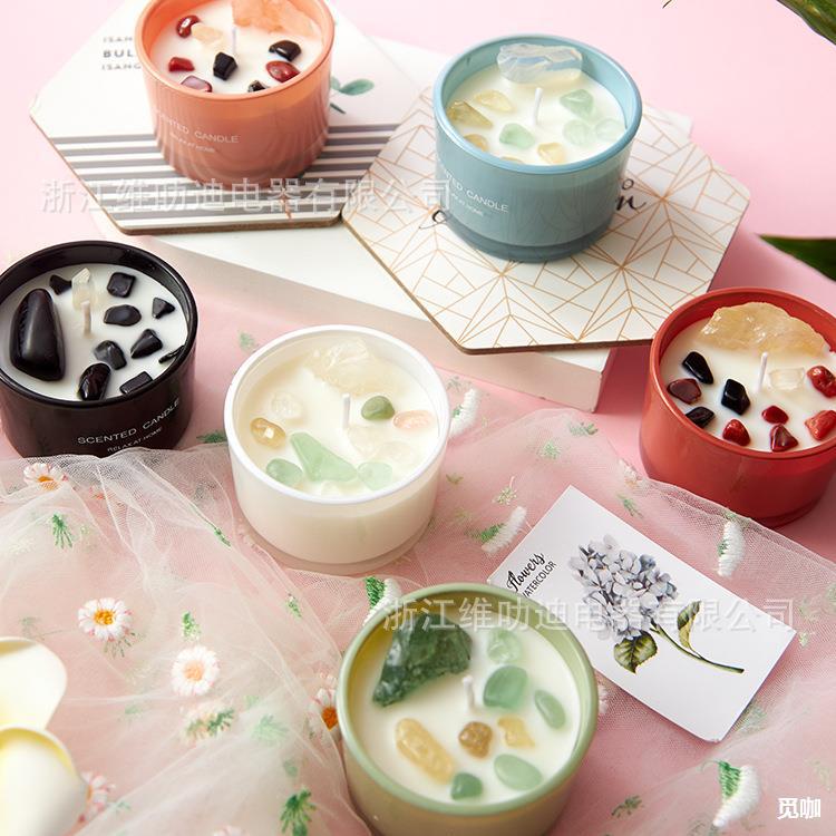 香薰蜡烛干花水晶石大豆蜡香味蜡烛香氛蜡烛亚马逊ebay跨境电商