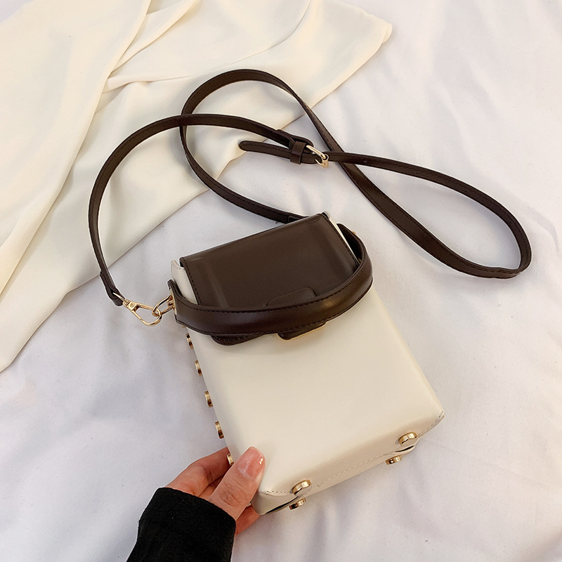 Fashion Color Contrast Square Pouch Women's 2022 New Korean Style Ins All-Match One Shoulder Phone Bag Western Style Messenger Bag Fashion