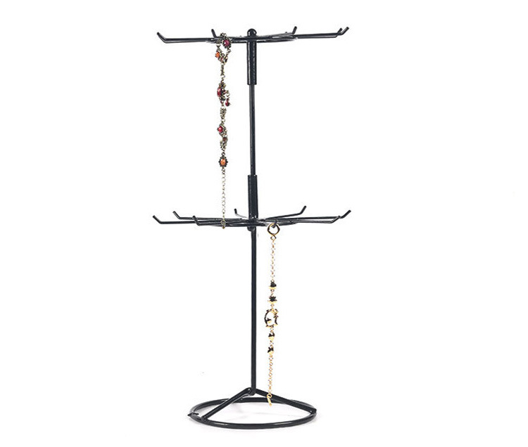 Amazon Hot Sale Rotating Accessories Display Stand Double Layer Necklace Stand Jewelry Storage Rack Mobile Phone Accessories Buddha Beads Hanger