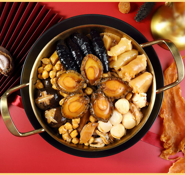 年节大菜佛跳墙批发 海参鲍鱼花胶加热即食1.8kg五人份大盆菜代发