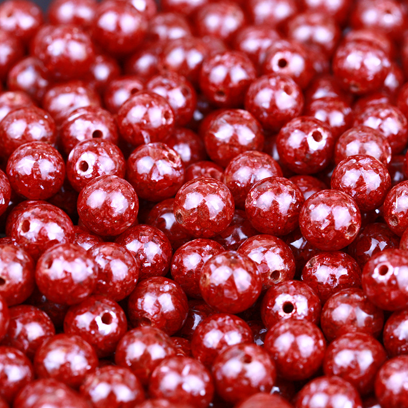 湘西原矿晶体朱砂8mm圆珠手串配饰血红通透女士手链配件厂家发货