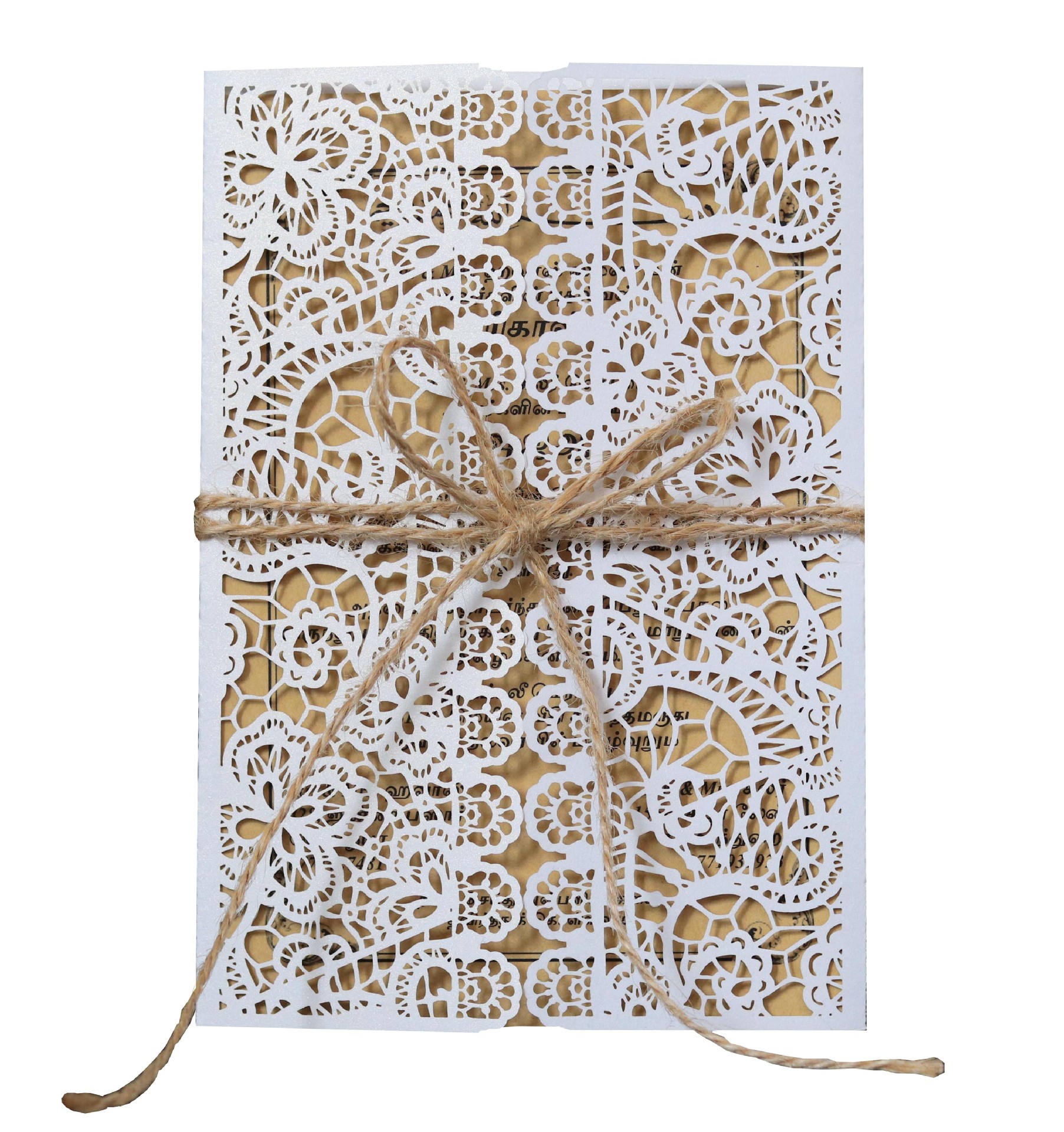 结婚激光镂空纸花边贺卡 冰白高档商务请柬 婚礼邀请函 浙江批发