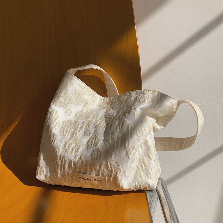 maybekuii | #022复古米色立体印花腋下小包 斜挎布袋