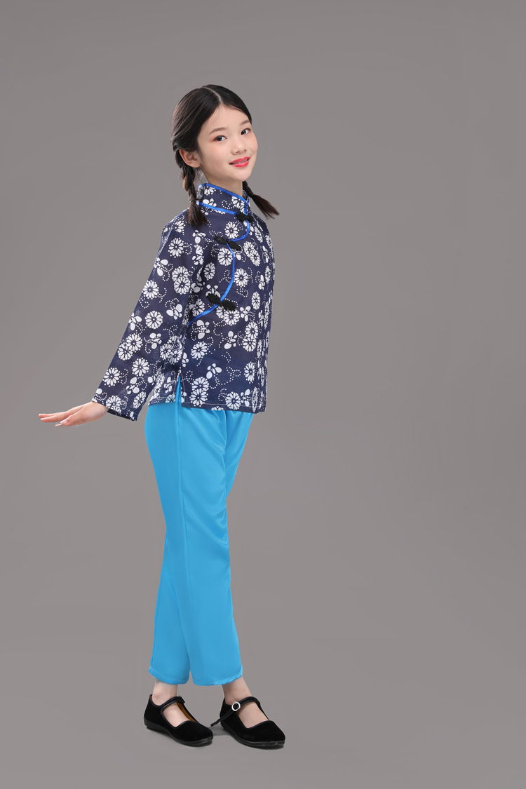 阿庆嫂舞台表演服喜儿服装女童村姑演出服采茶女演出服村民演出服