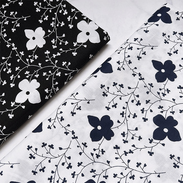 夏季新款全棉印花面料 花朵连枝田园风小清新轻薄透气衬衫布料