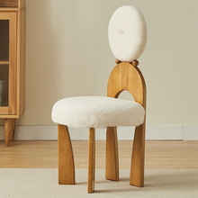 北欧复古餐椅现代简约家用设计师中古耳环椅法式创意实木靠背椅子