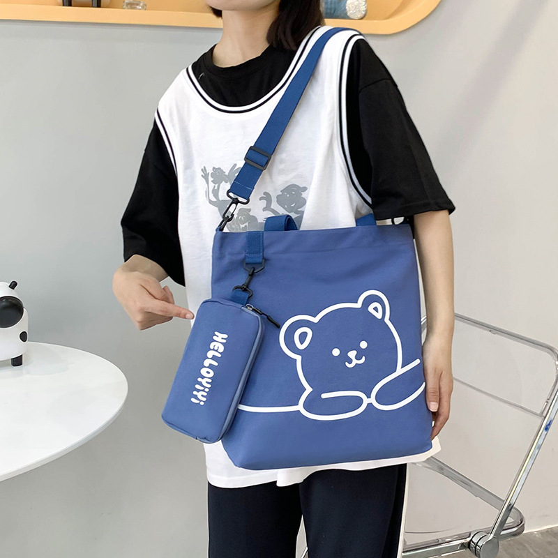 Student Canvas Bag New Children's Portable Tutorial Bag Small Student Bag Make-up Class Single Shoulder Canvas Bag Printing Crossbody Bag