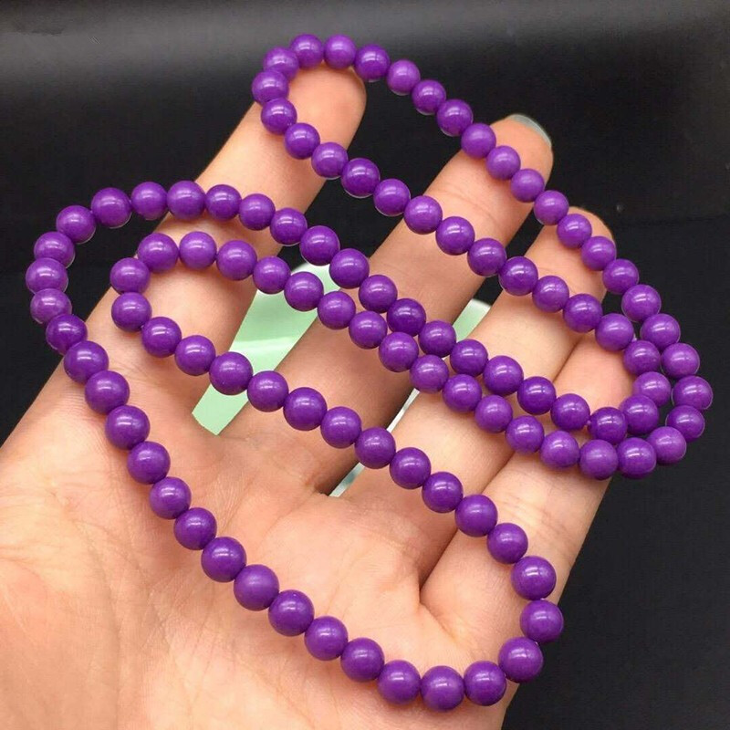 天然紫云母三圈手链 美石紫云母佛珠多圈手链女款 5mm三圈紫云母