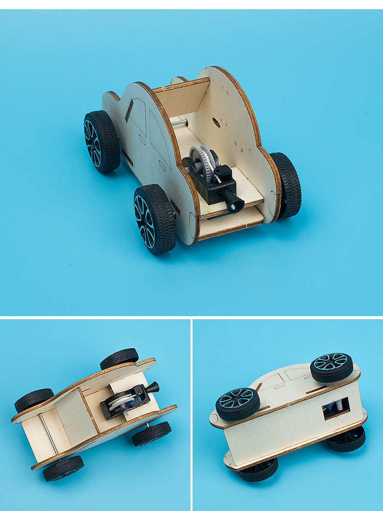 拉线小车 幼儿园小学科技小制作手工diy科学实验趣味游戏回力小车