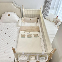 巴布豆高同学拼接床新生婴儿床实木儿童床宝宝床边床加宽大人可睡