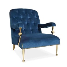 美式设计师卧室沙发椅轻奢客厅休闲椅复古紫色老虎椅法式单人沙发