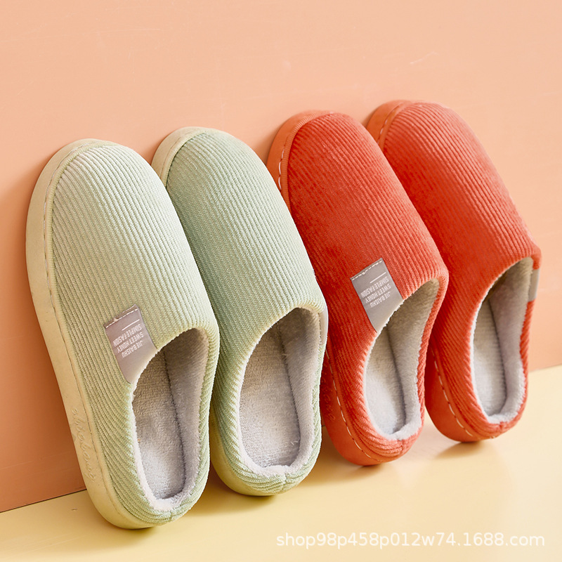 2023 New Autumn and Winter Couple Household Bedroom Home Cotton Slippers Women's Warm Non-Slip Plush Cotton Shoes Men's Winter