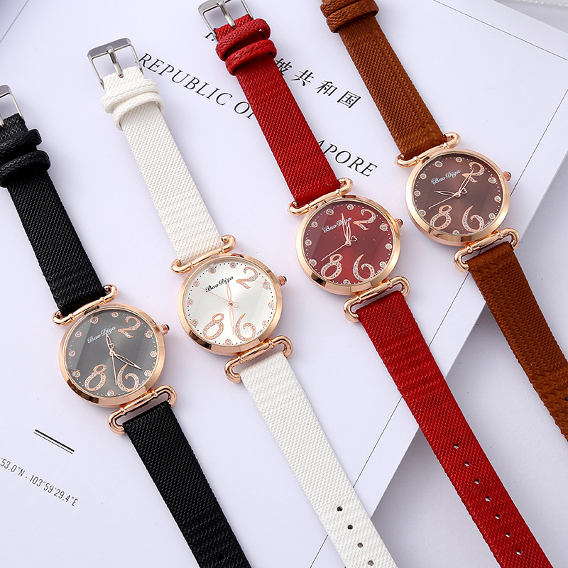 Foreign Trade New Diamond Quartz Watch Fashion Fresh Women's Casual Watch Simple Student Gift Watch Wholesale