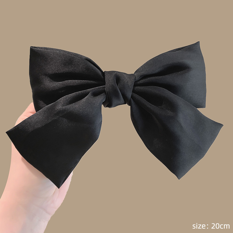 Black Big Bow Hair Accessory High-End Barrettes Women's Back Spring Clip High Sense Ribbon Hairpin Barrettes Headdress New