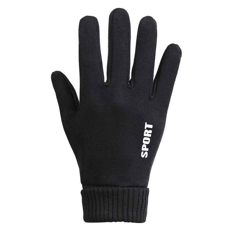 Winter Warm Suede Gloves Adult Men Women's Fleece-Lined Thickened Riding Sports Anti-Slip Screw Touch Screen Gloves