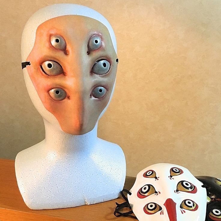 日本传统鬼怪sarokichi异形千目妖姬恐怖半脸乳胶面具cosplay道具