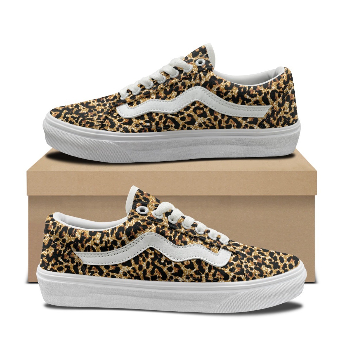 2024新款印花独立站金色豹纹运动鞋低帮板鞋学生男帆布潮鞋-阿里巴巴