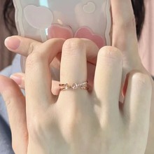 玫瑰金星轨戒指女小众设计高级感手饰轻奢时尚精致可调节素圈指环