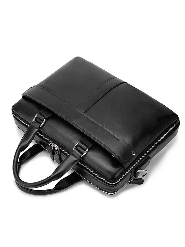 Handbag Men's Business Shoulder Bag Commuter Large Capacity Leather Horizontal Men's Briefcase Messenger Bag Waterproof