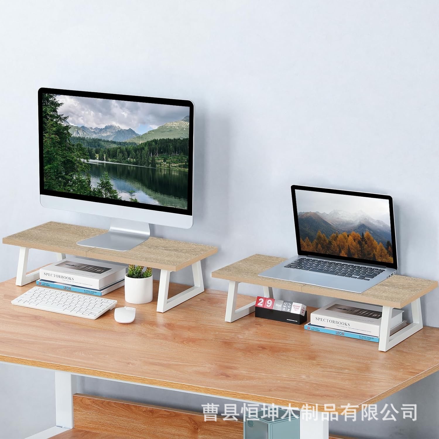 电脑增高架桌面收纳置物架显示屏办公桌面垫高架书房实木收纳架
