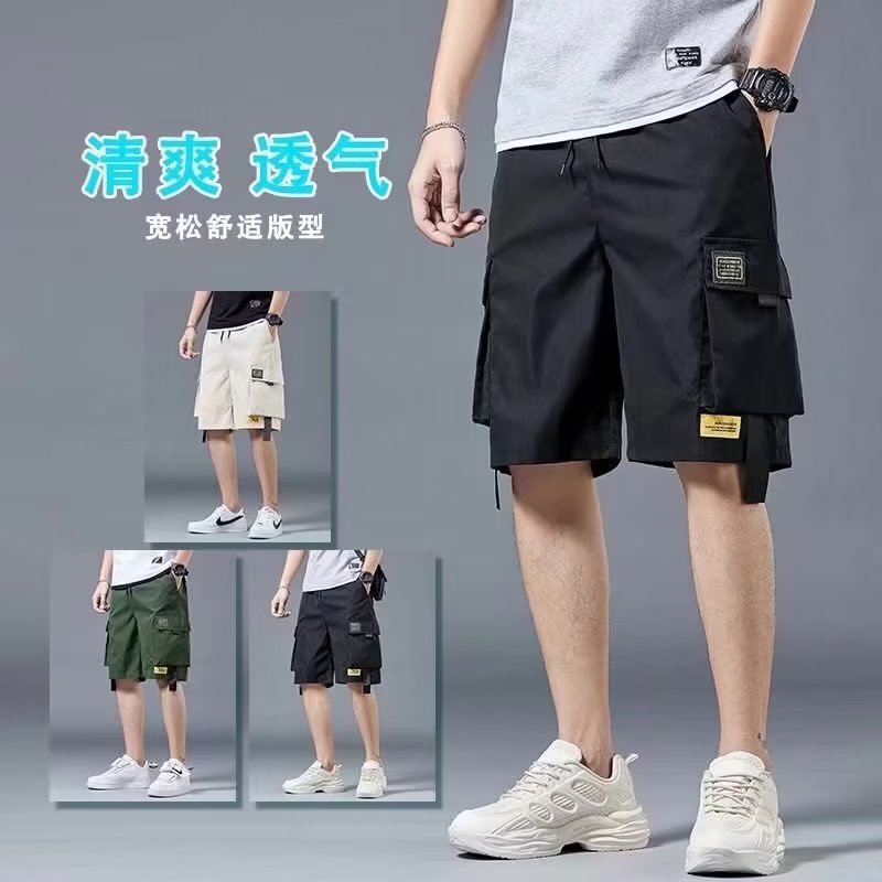 Workwear Shorts Men's Summer Loose Casual Pants Ins Korean Fashion Men's Pants Hip Hop Multi-Pocket Shorts